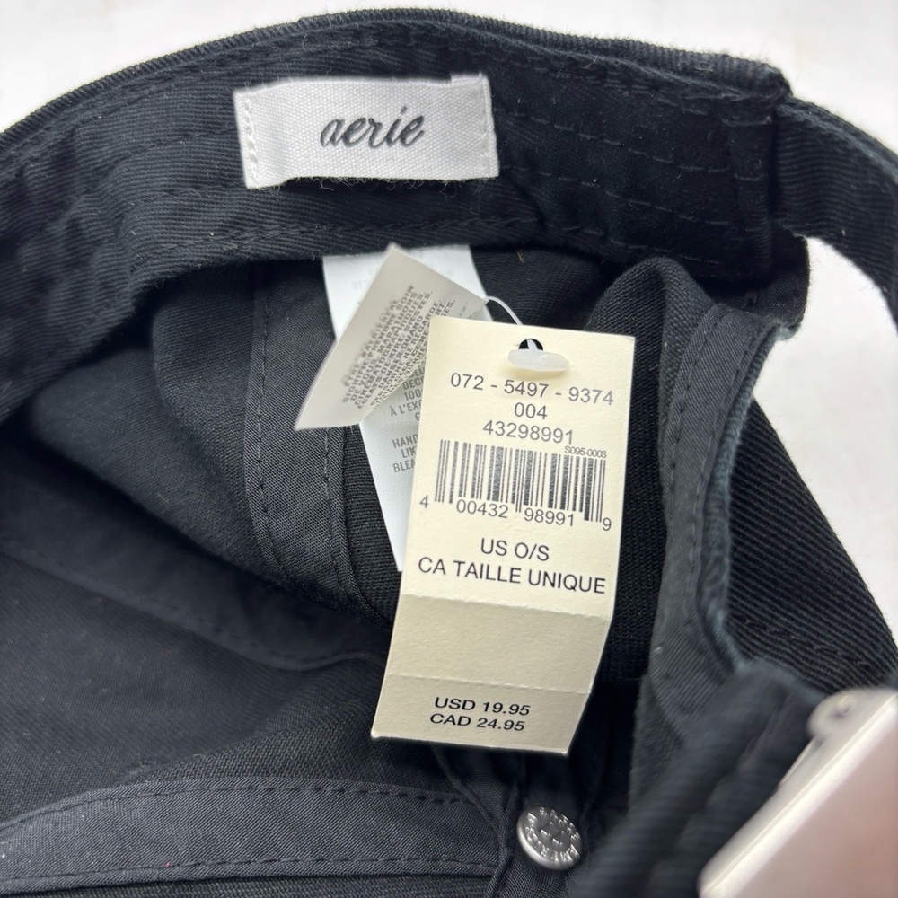 Aerie “Excusez-Moi” Black Embroidered Baseball Cap One Size Adjustable - Picture 9 of 11
